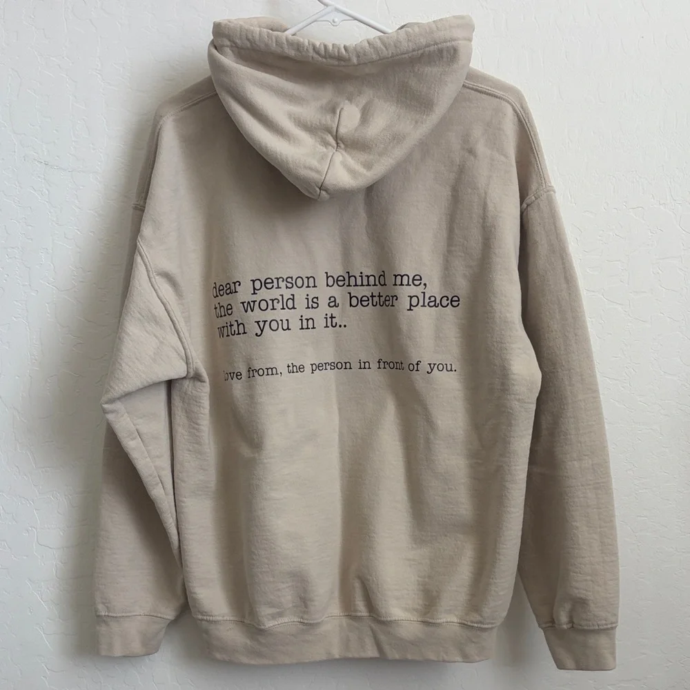 Women’s Beige Hoodie - "You Are Enough" - Picture 2 of 3
